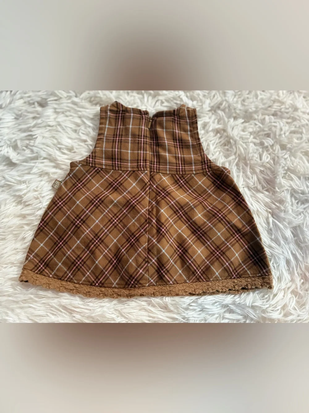 Vintage 90s Y2K McKids McDonald’s 2000s Plaid Dress Brown Baby Infant Girls 0-3M